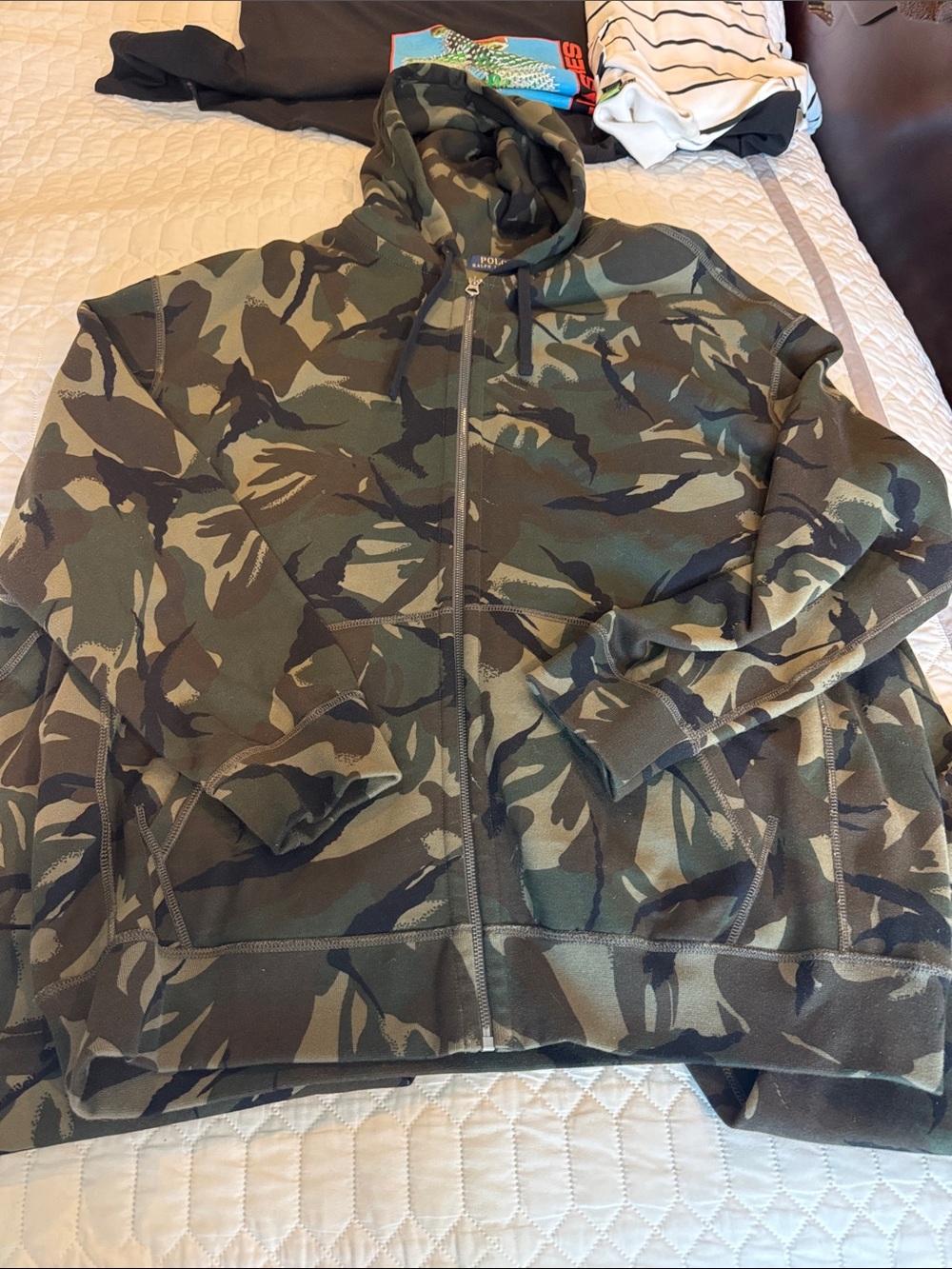 Ralph Lauren Camo Zip Hoodie and matching sweatpants.